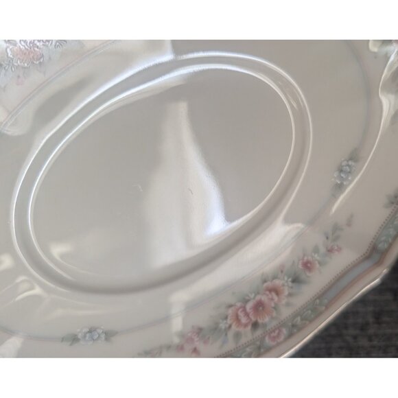 Noritake "Rothschild" Ivory China, Gravy Boat with Underplate, Platinum Trim EUC - Picture 6 of 6